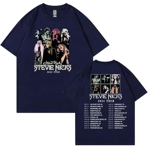 YIOXYOU Stevie Nicks T-Shirts Tour Print Männer Frauen Rock Hip Hop Vintage T-Shirt Hohe Qualität Oversized Baumwolle T-Shirt Streetwear Rundhalsausschnitt Casual Kurzarm Sweatshirt Pullover (Blue,L) von YIOXYOU