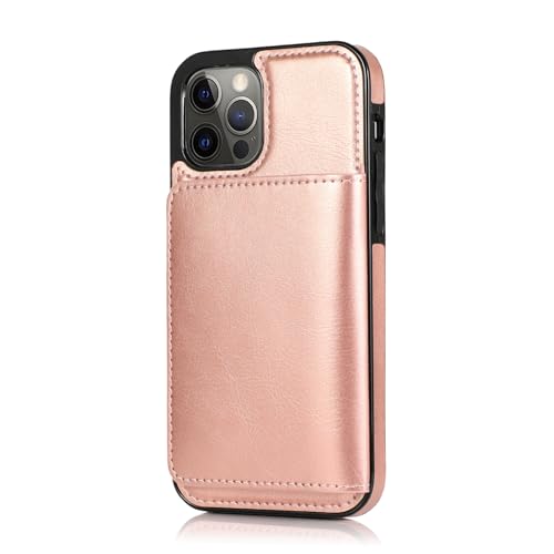 YIQIANJ Schutzhülle für iPhone 16 Plus, Magnetverschluss, Kartenschlitz, Ständer, Retro-Lederhülle, Rosa von YIQIANJ