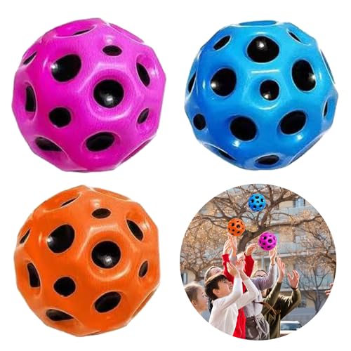 Sprünge Gummiball, 3 Stück Moon Ball, Space Ball Mini Bouncing Ball Toy, Bouncing Ball Bounce Ball, 7 cm Space Ball Moon Ball, Bounce-Loch-Ball, Spielzeug Planeten Hüpfbälle für Kinder im Freien von YISKY