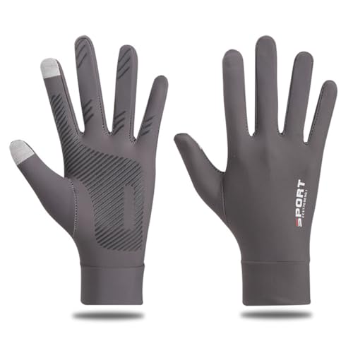 YIWENG Sommer-UV-Schutzhandschuhe, rutschfeste Touchscreen-Handschuhe für Männer und Frauen, atmungsaktive Handschuhe zum Fahren, Radfahren, Reiten, Klettern, Golfen, Workout (Grau, L) von YIWENG