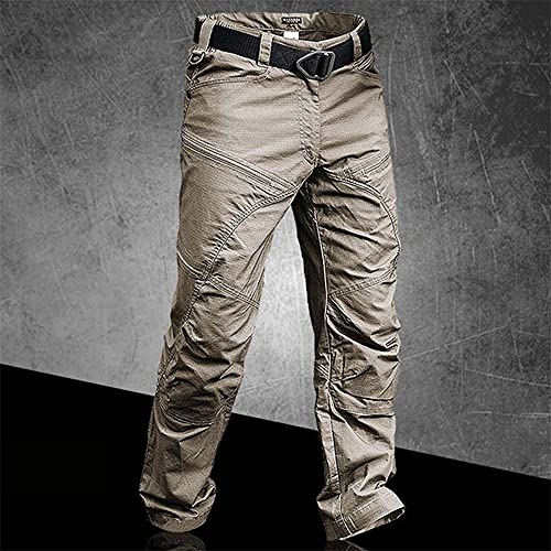 YIYINGSI Herren wasserdichte Taktische Hose - Militär Cargohose, Herren Elastische, Verschleißfeste, Lässige Gerade Hose, Outdoor Wandern Swat Combat Army Pants,Khaki,XL von YIYINGSI