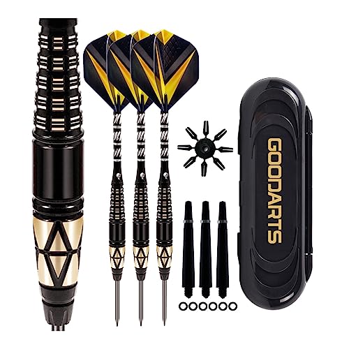 YIZITU Darts Set Mit Stahlspitze Professionelle Darts Fässer Aus Messing Darts Mit Metallspitze Extra Aluminiumschäfte O Ringe Darts Etui von YIZITU