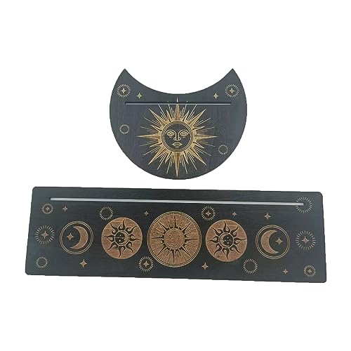 YIZITU Tragbarer Tarotkartenständer aus Holz, rechteckig, mondförmig, Tarot-Basis, Display-Tablett, Hexen-Wahrsagungswerkzeug, Tarotzubehör von YIZITU