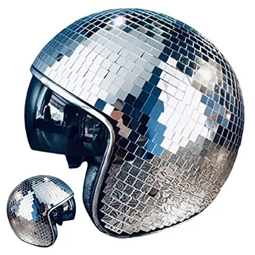 Discokugel Helm Party Dekoration Discokugel Helm Glitzer Glas Discokugel Kappe Discokugel Helm mit versenkbarem Visier Discokugel Cowboyhut Neuheit Geschenke Home Art Deco Geschenke, Silber von YIZUPTC