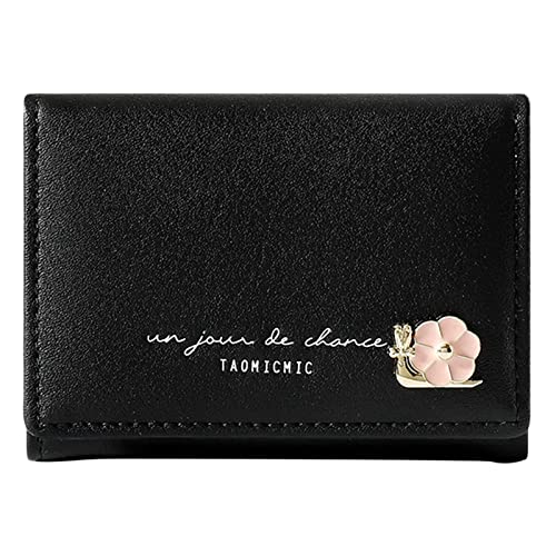 YIzdegg Geldbörsen Damen Hellblau Mode Student Tri Fold Short Clip Wallet Zwei Geldbörsen Damen Rot (Black, One Size) von YIzdegg