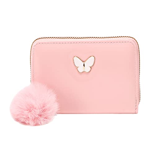 YIzdegg Geldbörsen Männer Mit Bild und Neues Muster Schmetterling Dekoration Mehrlagig Praktischer Reißverschluss Plüsch Kartentasche Geldbörsen Damen Groß Viele Handy (Pink, One Size) von YIzdegg