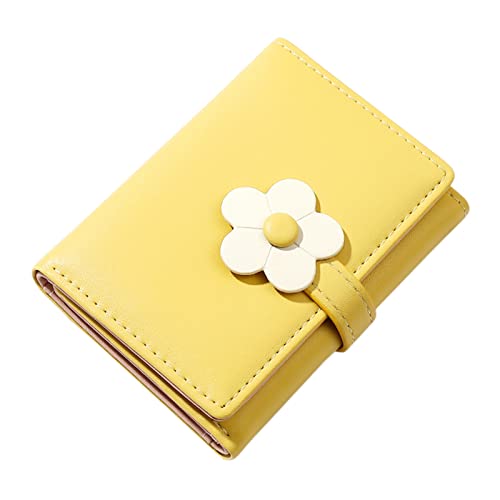 YIzdegg Kitkartenhüllen Blumen-Studenten-Geldbörse für Damen, Kurze dreifache Damen-Geldbörse Brieftasche Herren (Yellow, One Size) von YIzdegg