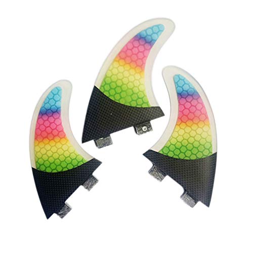 YJDTYM Surfbrett Flossen Twin Tri Fin EIN Set für FCS Box G5 Größe Fiberglas Wabe Mit Carbon M Größe FCS Flossen Surf Fin von YJDTYM