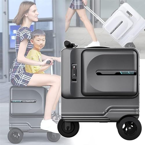 YJFEDCC 20-Zoll-Elektro-Reisekoffer, Mini-Smart-Elektro-Aufsitzgepäck, 100 kg Last, für Erwachsene/Jugendliche,Schwarz von YJFEDCC