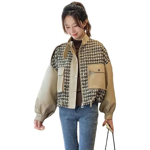 YJHLY Baseball Jacke Damen Kurze Baseball Jacke Frau Crop Trend Mode Weibliche Kleidung Wintermantel Für Frauen Herbst Kleidung Bomber-Khaki-S von YJHLY