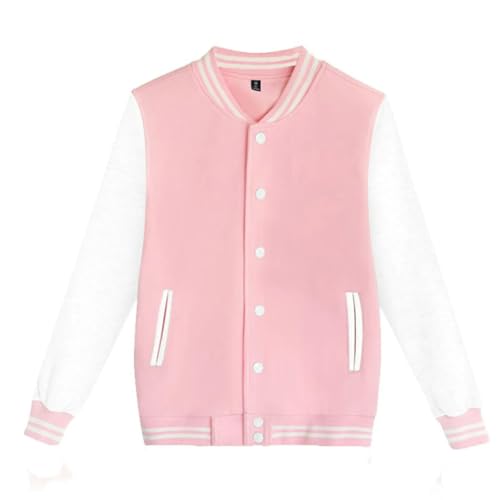 YJHLY Baseball Jacke Damen Plus Größe 4XL Baseball Bomber Jacken Frauen Patchwork College Baseball Anzug Herbst Winter Frauen Casual Jacke Mädchen Sport Mantel-Pink-L von YJHLY