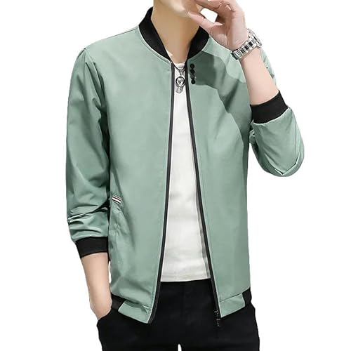 YJHLY Baseball Jacke Herren Frühling Und Herbst Herren Jacke Mantel Einfache Solid Baseball Hals Reißverschluss Windbreaker Mantel Radfahren Mantel-Turquoise-XL von YJHLY