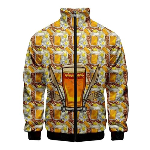 YJHLY Baseball Jacke Herren Mode Bier 3D Gedruckte Jacke Männer Coole Streetwear Langarm Übergroße Mantel Tops Reißverschluss Jacken Kinder Kleidung-Coat-Zxa30748-4Xl von YJHLY