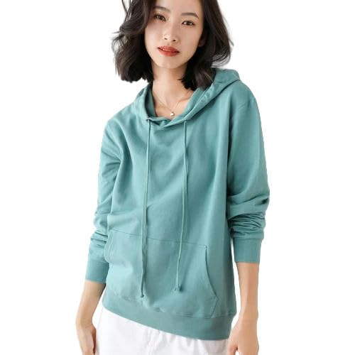 YJHLY Damen Hoodie Frauen Hoodies Baumwolle Frühling Herbst Lose Langarm Pullover Solid Casual Damen Oberbekleidung Kapuze Hoodie Womens Kleidung-Green-5Xl (100-110) Kg von YJHLY