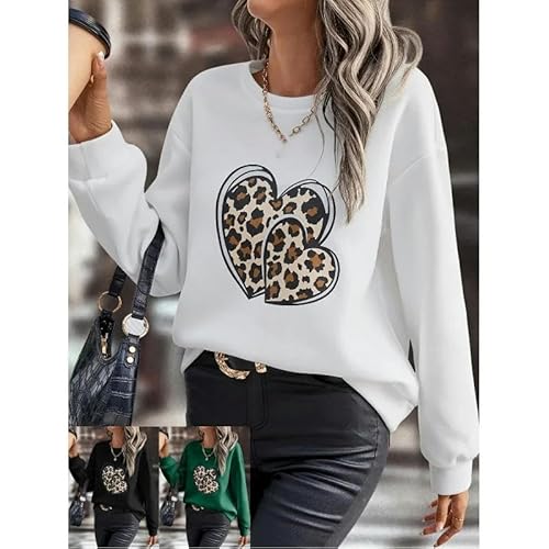 YJHLY Damen Hoodie Herbst Und Winter Frauen Pullover Rundhals Langarm Solid Print Patchwork Pullover Büro Dame Mode Casual Tops-White-L von YJHLY