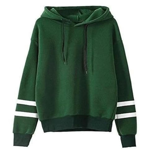 YJHLY Damen Hoodie Herbst Womens Hoodie Langarm Lazy Style Top Täglich Gestreifte Slim Fit Sweatshirts Einfarbige Vielseitige Casual Trainingsanzug-Green-M von YJHLY