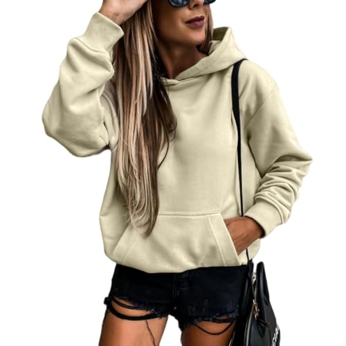 YJHLY Damen Hoodie Lazy Style Pullover Polyester Baumwolle Sweatshirt Hoodie Casual Womens Hoodie Womens Hoodies Sportswear-Khaki-S von YJHLY