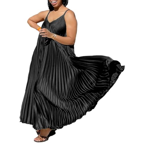 YJHLY Frauen Kleid Plus Size Summer Lose Tailliertes V-Ausschnitt Sexy Hosentender, Plissierer Großer Rock Modische Und Elegante Freizeitkleid Von Casual Beach-Mg8571003-Xxl von YJHLY