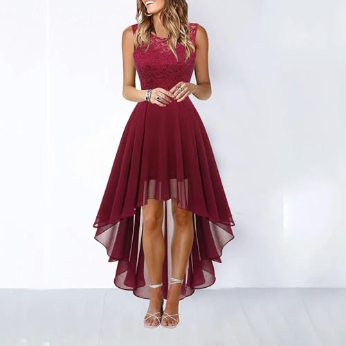 YJHLY Frauen Kleid Übergroßer Panzer Formelle Occas Kleid Für Frauen Plus Größe Sommer Herbst Langer Rock Weibliche Kleidung Sexy Abendparty Vintage-Burgundy-L von YJHLY