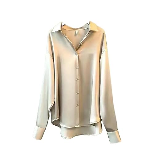 YJHLY Hemd Damen Büro Dame Shirts Und Blusen Frau Top Herbst Winter Langarm Knopf Eleganz Süße Casual Sommer Mode Shirts-Beige-L von YJHLY