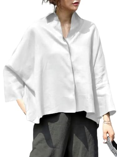 YJHLY Hemd Damen Frühling Herbst Mode Frauen Shirts Herbst Langarm Elegante Bluse Stil Tunika Tops Oversized Casual Solid Lose Party Blusas-White-M von YJHLY