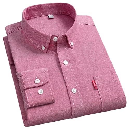 YJHLY Hemd Herren Herren Oxford Stoff Langarm Shirts Baumwolle Feste Farbe Freizeitbetriebskragen Regelmäßige Fit Daily Herrenkleidung Hemden Für Mann-Hz09-L Size 165Cm 60Kg von YJHLY