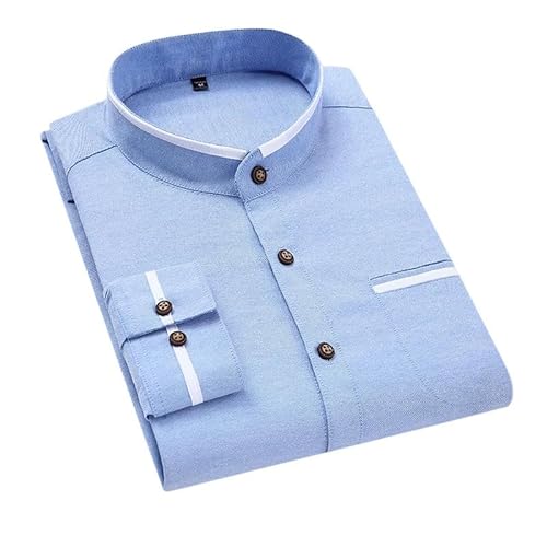 YJHLY Hemd Herren Herrenkleidung Langarm Langarm Regelmäßig Anpassende Button-Down Dicke Hemden Lässige Massive Oxford Stoff Kleid Weißes Hemd-2210 Sky Blue-M von YJHLY