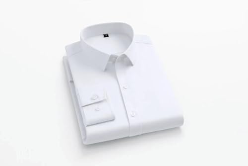 YJHLY Hemd Herren Langarmes Elastisches Hemd Von Männern, Nicht -Bügel -Business -Kleid, Professionelle Arbeitskleidung, Hemd Mit Kragen-White-42-3Xl (72-80Kg) von YJHLY