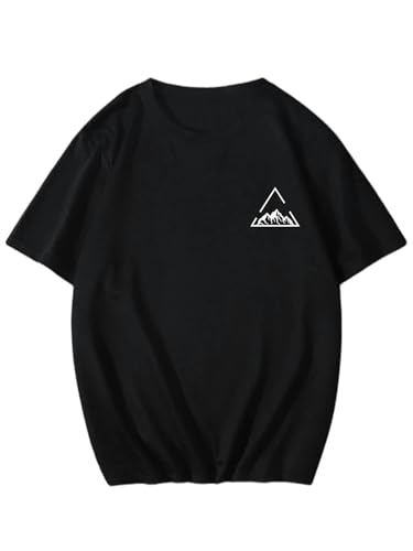 YJHLY Herren Kurzarm T-Shirts Drucken T-Shirt Männer Übergroße Baumwollsommer-Sommer-T-Shirt Atmungsaktiv-Black-XL von YJHLY