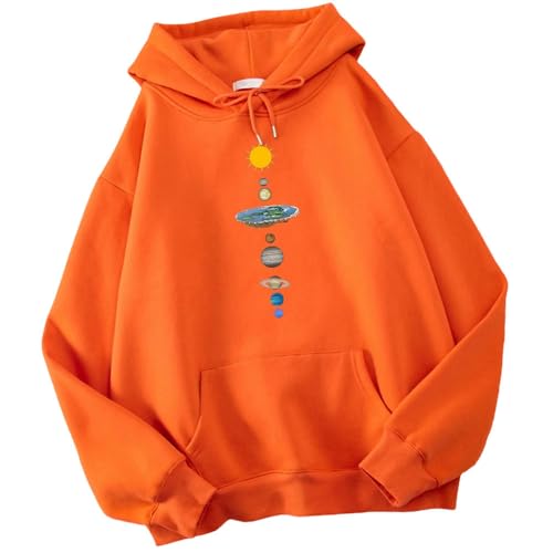 YJHLY Herren-Sweatshirt Herbst -Herbst -Crewneck -Hoodies Der Herrenhäuser Einfacher Übergroßer Hoodie Street Warme Sportbekleidung-Orange-S von YJHLY