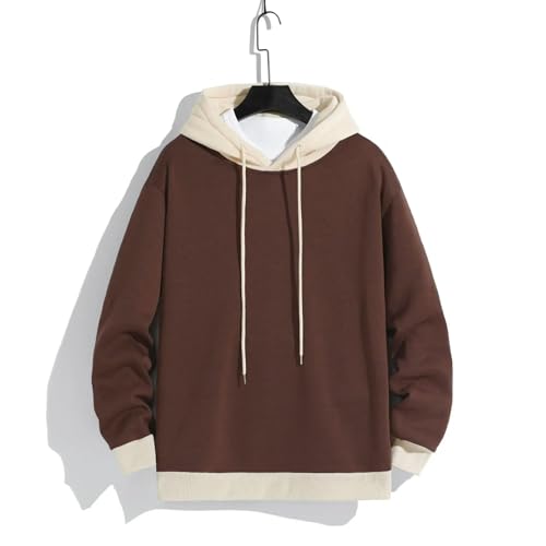 YJHLY Herren-Sweatshirt Sweatwear Männer Lässige Sport Männer Hoodies Warme Herren Mode Sweatshirts Lässige Männer Lockere Atmungsbezogene Pullover Fashion Hoody-Coffee-Us L von YJHLY