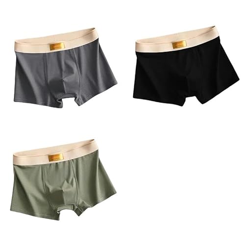 YJHLY Herrenunterwäsche Boxershorts 3Pcs Männer Höschen Baumwolle Boxer Hombre Unterwäsche Mann Atmungsaktive Unterhose Sexy Sport Komfort Männliche Boxershorts Plus Größe L-6Xl-Beige-5Xl 90-100Kg von YJHLY