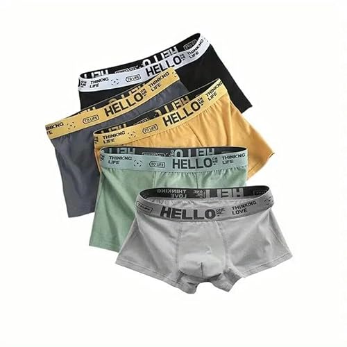 YJHLY Herrenunterwäsche Boxershorts 5Pcs Herren Unterwäsche, Atmungsaktive Bequeme Schnell Trocknende Dehnbare Boxer Trunks, Sexy Unterhose, Männer Trendy Boxer Höschen-5Pcs-Xxl von YJHLY