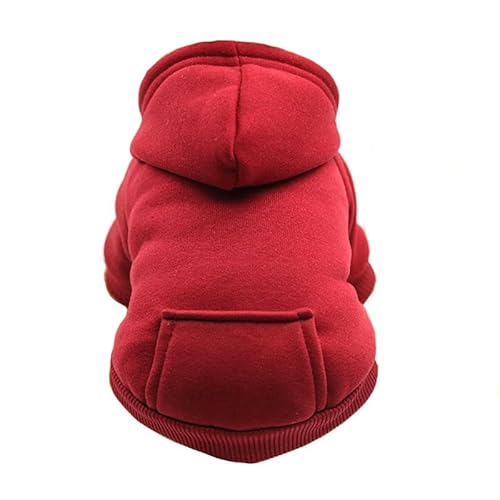 YJHLY Hundekleidung Fleece Haustier Kleidung Hund Warme Weste Winter Hoodie Pullover Mantel Kostüme Für Kleine Mittlere Haustier Welpen Shirt Jacke Kleidung-Wine Red-M von YJHLY