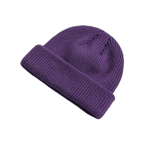 YJHLY Mütze Strickmütze Für Männer/Frauen Mützen Einfache Warme Beanies Solide Herbst Winter Beanie Cap Trendy Style-Purple-One Size von YJHLY