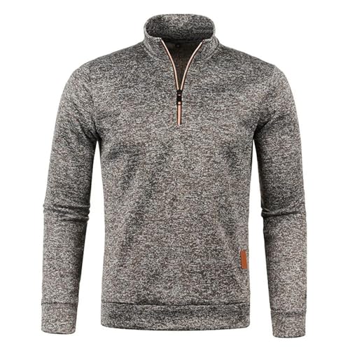 YJHLY Pullover Herren Herrenstandkragen Pullover Reißverdrehung Strick Pullover Herren Dickere Sweatshirts Herbst Feste Farbschildkrötenpullover Sweatern-Coffee-XXL von YJHLY