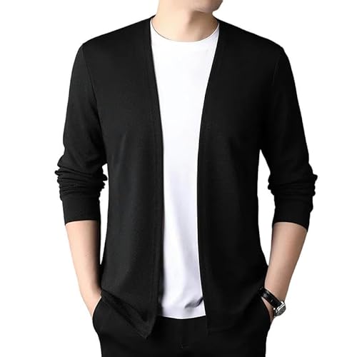 YJHLY Pullover Herren Langschild Der Herren -Strickjacke Casual Fashion Top-Black-M von YJHLY