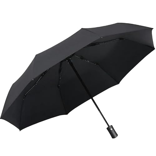 YJHLY Regenschirm Automatische Regen- Und Sonne Regenschirm Schwarze Beschichtung Parasol Anti-Uv 3 Falten Windresistent Auto Big Windproof Frauen Männer 8Ribs-Black von YJHLY