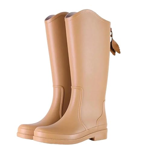 YJHLY Regenstiefel Für Damen Damen Hohe Regen Stiefel Küche wasserdichte Anti-Rutsch Regen Stiefel Frauen Mode Outdoor Arbeitsstiefel-36-S450 Khaki von YJHLY