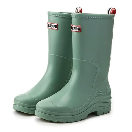 YJHLY Regenstiefel Für Damen Damen Regen Stiefel Mid-High Socken Länge Vielseitige wasserdichte Outdoor Schuhe-40-Green von YJHLY