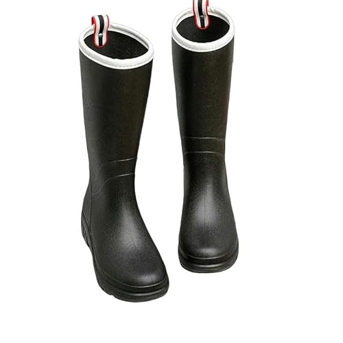 YJHLY Regenstiefel Für Damen Mid Calf Gummistiefel Frauen Regen Schuhe wasserdichte Galoschen Frau Arbeit Garten Regen Stiefel Pfütze Wasser Schuhe-37-Black von YJHLY