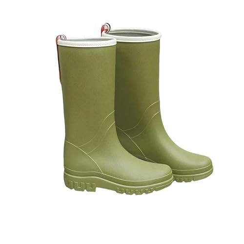 YJHLY Regenstiefel Für Damen Mid Calf Gummistiefel Frauen Regen Schuhe wasserdichte Galoschen Frau Arbeit Garten Regen Stiefel Pfütze Wasser Schuhe-38-Green von YJHLY