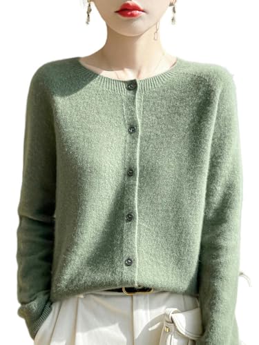 YJHLY Strickjacken Für Damen Mode Frauen O-Ausschnitt Cardigan Strickpullover Langarm Basic Casual Kleidung Populär Top-Turquoise-L von YJHLY