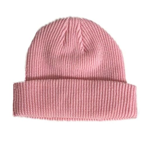 YJHLY Strickmütze 2Pcs Tägliche Fischer Beanie Hut Unisex Sailor Stil Herbst Beanie Gerippte Gestrickte Hüte Für Männer Frauen Kurze Melone Winter Hut-Pink-54Cm-58Cm(2Pcs) von YJHLY