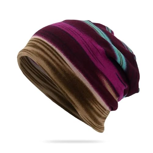 YJHLY Strickmütze Herbst Winter Beanie Hut Männer Womendünn Gestrickte Hüte Beanies Flanell Warme Mütze Unisex Multifunktions Hedging Cap-Purple von YJHLY