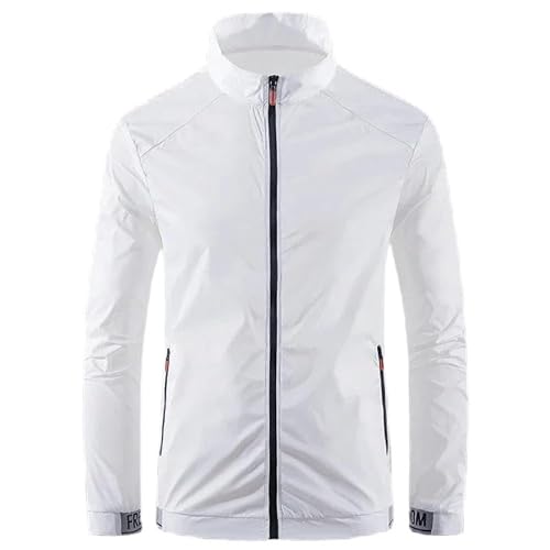 YJHLY wasserdichte Jacke Angeln Sonnenschutz Kleidung Männer Sommer Casual Atmungsaktive Nylon wasserdichte Jacke Outdoor Uv Schutz Haut Windbreaker-White-XL von YJHLY