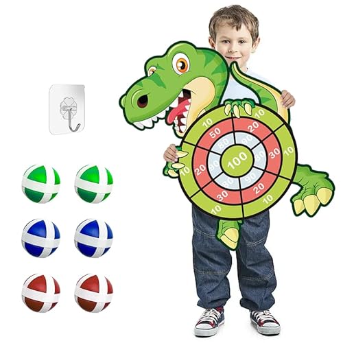 Dartscheibe Kinder, Dinosaurier Spielzeug Thema Dart Board mit 6 Bällen,Partyspiele Draußen Dart Wurfspiel Scheibe Geschenk- 73cm von YJSDDNTY