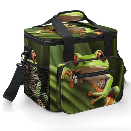 Camping-Eisbeutel, Motiv: Baumfrosch, 22,5 l, großes Fassungsvermögen, isolierte Lunchtasche für Outdoor, Picknick, Grillen, Reisen, Arbeit von YJWANDL