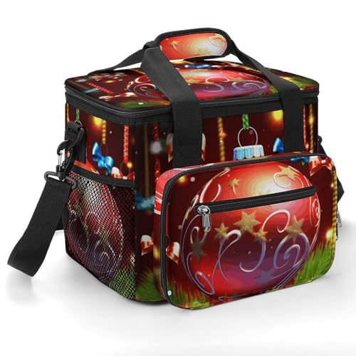 Camping-Eisbeutel, Weihnachtsball-Druck, Kühltasche, 22,5 l, großes Fassungsvermögen, isolierte Lunchtasche für Outdoor, Picknick, Grillen, Reisen, Arbeit von YJWANDL