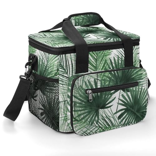 Camping Ice Pack, Transparentes Palmblatt-Muster, Kühltasche, 22,5 l große Kapazität, isolierte Lunchtasche für Outdoor, Picknick, Grillen, Reisen, Arbeit von YJWANDL